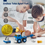 hahaland Toys for 5 Year Old Boy Birthday Gift, Stem Boys Toys 6 Year Old Boy Gifts, 5 in 1 Building Take Apart Trucks Transform to Robot Kids Ages 5-8, Montessori Creative Educational Drill Screw Set