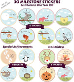 Baby Memory Book w/Keepsake Box & 30 Monthly & Baby First Milestone Stickers - Gender Neutral First Year Scrapbook Journal - Baby Photo Album for Boys