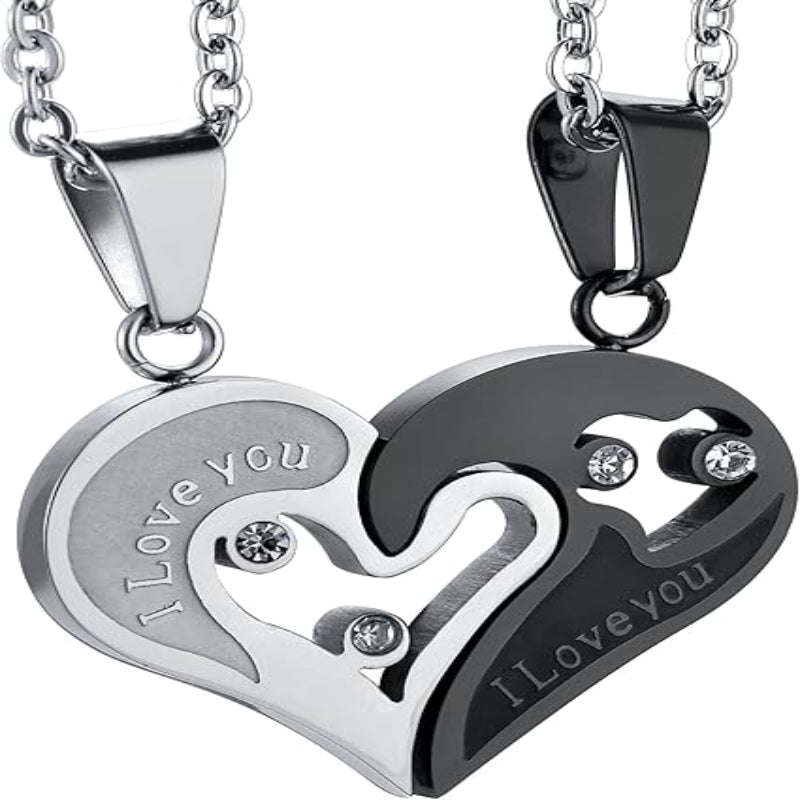 Heart Puzzle Couple Necklace