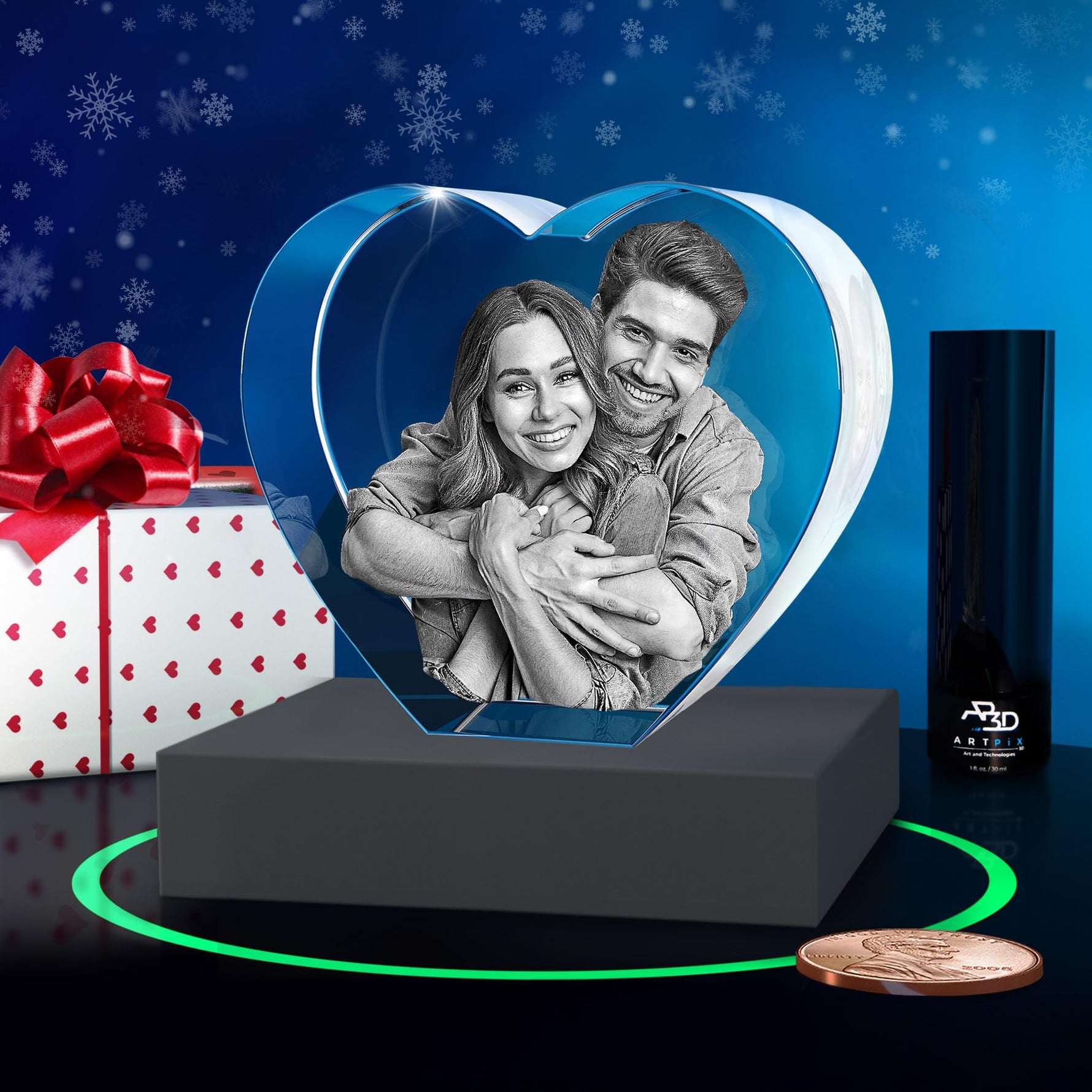 ArtPix 3D Crystal Photo, Christmas Personalized Gifts for Women, Wife, Her, Mom, Him, Men, Mother, Great Xmas Customized Unique Gift Idea with Your Own Photo, Custom Glass 3D Laser Etched Picture