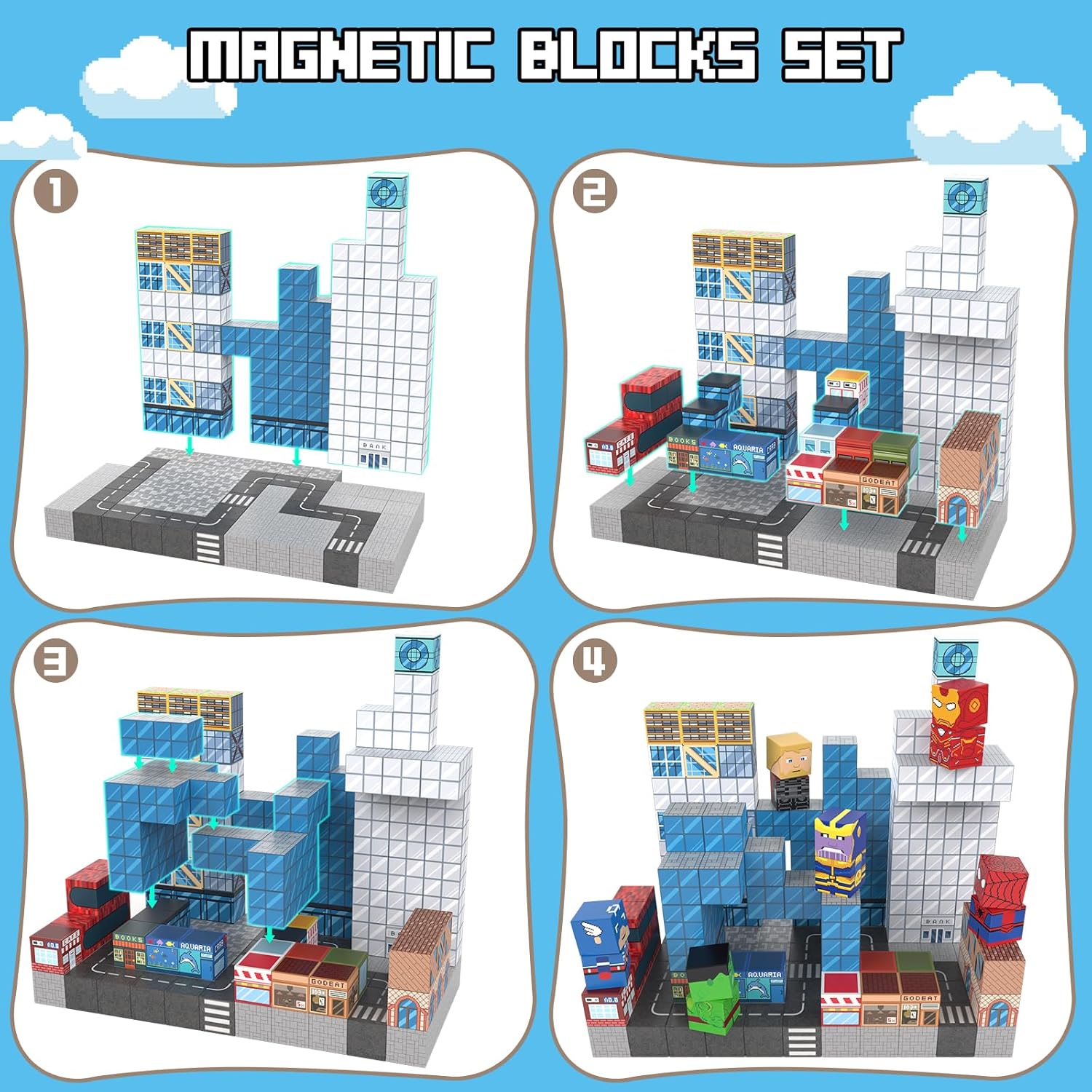 Growsland Magnetic Blocks - 200PCS Magnets Cubes, Magnetic Building Blocks STEM Montessori Sensory Toys for 3 4 5 6 7 8-13 Year Old Boys Girls Birthday for Kids