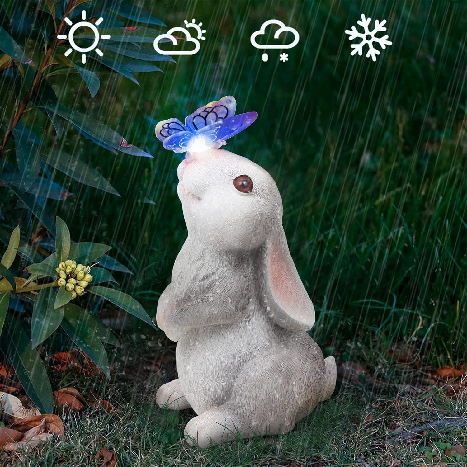 Solar Bunny Garden Statue