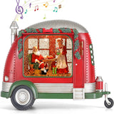 Christmas Snow Globe, RV Santa Claus Couples Scene Snow Globe, Glittering Lantern with Timer, Snow Globe Lantern USB or Battery Powered for Desktop Ornament, Christmas Decoration