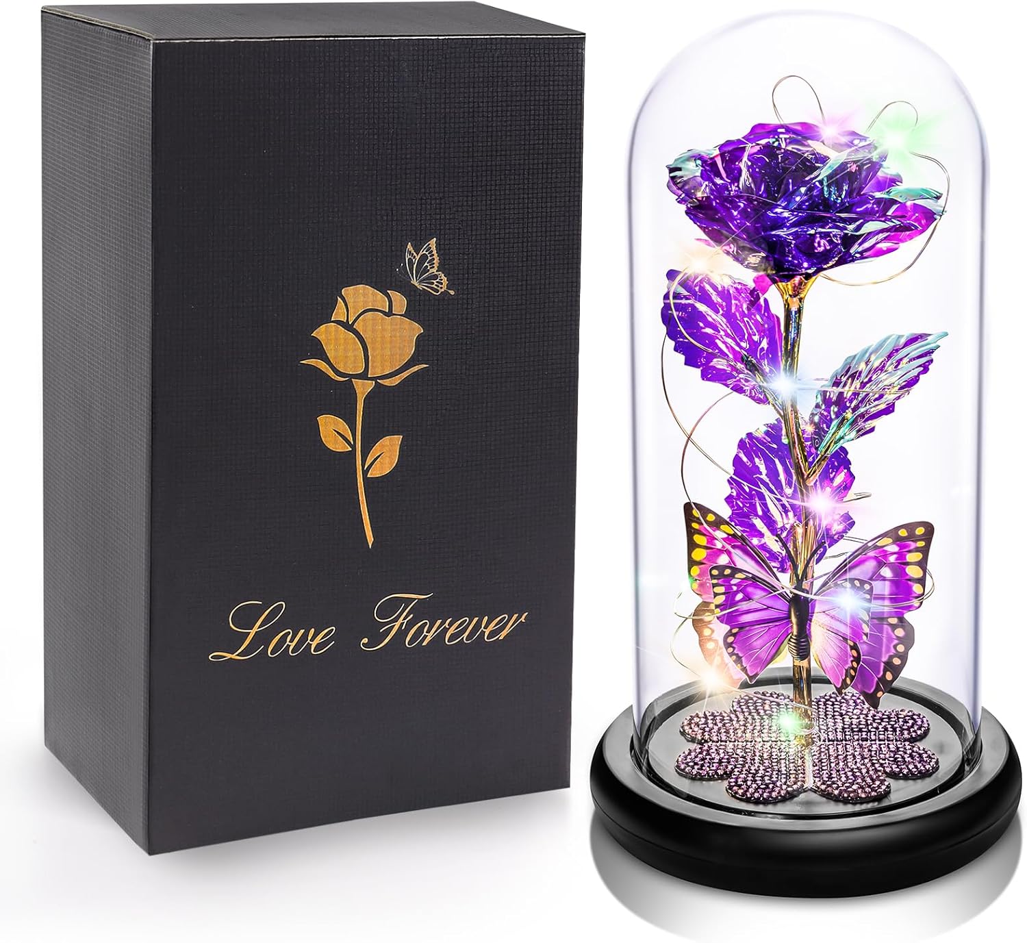 Galaxy Rose Glass Dome Gift