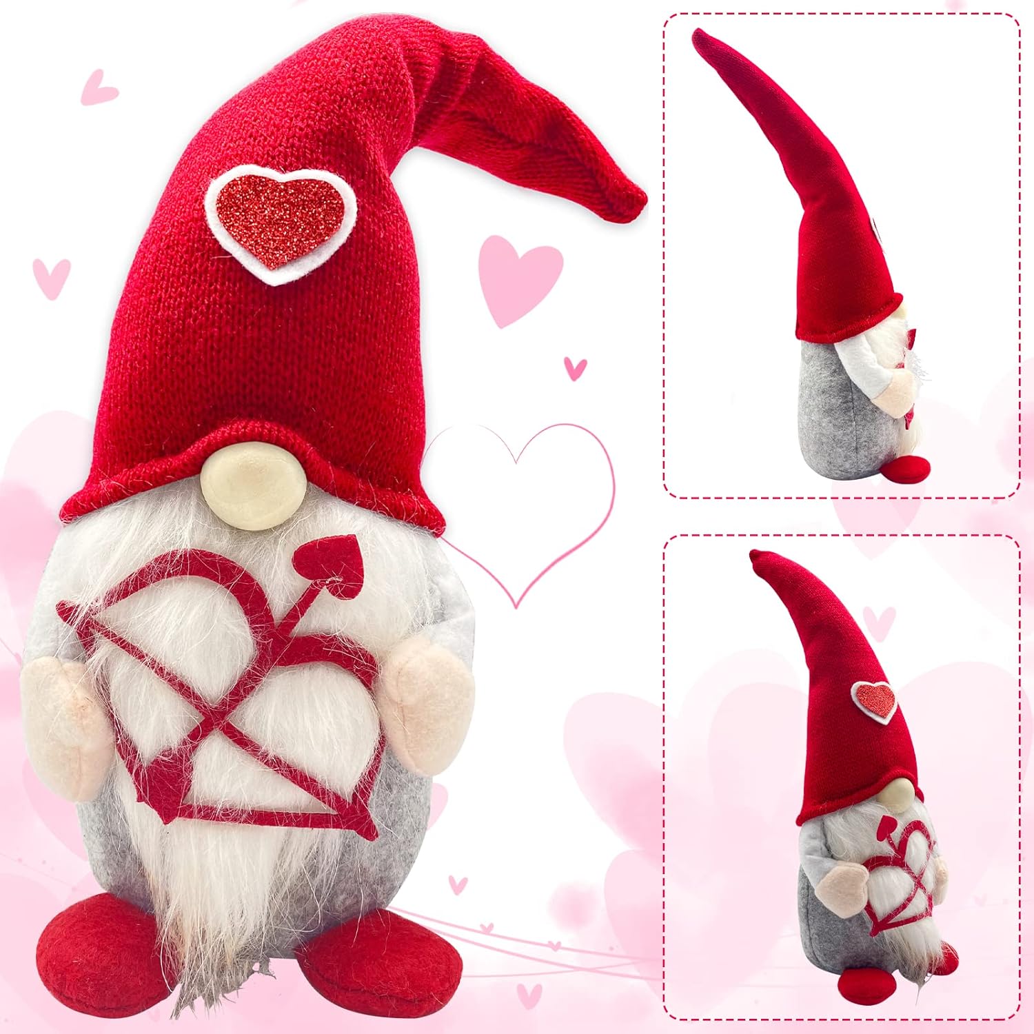Valentines Day Decor - Valentines Day Decorations - Red Valentine Couple Plush Gnomes Decorations for Home, Indoor, Office - Valentine Gifts for Her, Girls - Romantic Anniversary Vday Gift