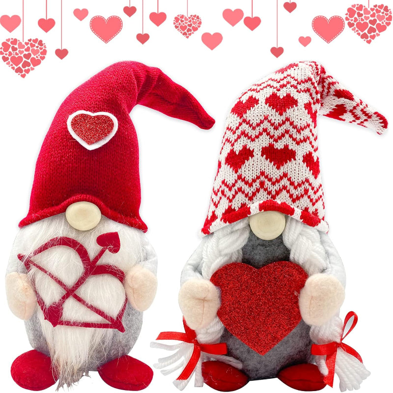 Valentines Day Decor - Valentines Day Decorations - Red Valentine Couple Plush Gnomes Decorations for Home, Indoor, Office - Valentine Gifts for Her, Girls - Romantic Anniversary Vday Gift