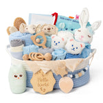 30 Piece Baby Gift Basket – Luxury Curated Baby Girl Gift Basket for Newborn, Premium All-in-One Baby Shower Gift Set, Essentials with Keepsakes for First Visit（Pink）