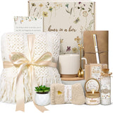 Birthday Gifts for Women, Get Well Soon Self Care Package Box, Sending Hug Baskets Thinking of You Inspirational Gift for New Mom Best Friend Birthday (Ivory)