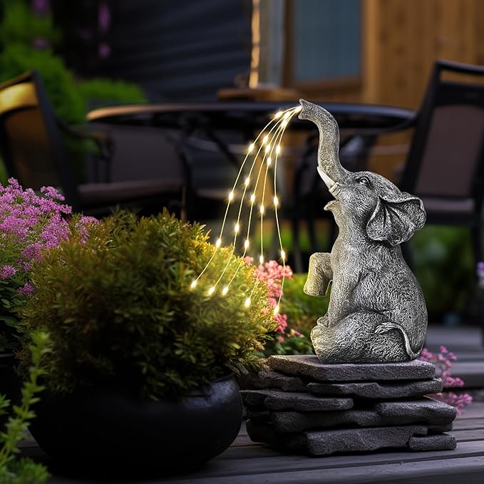 Solar Elephant Garden Statue