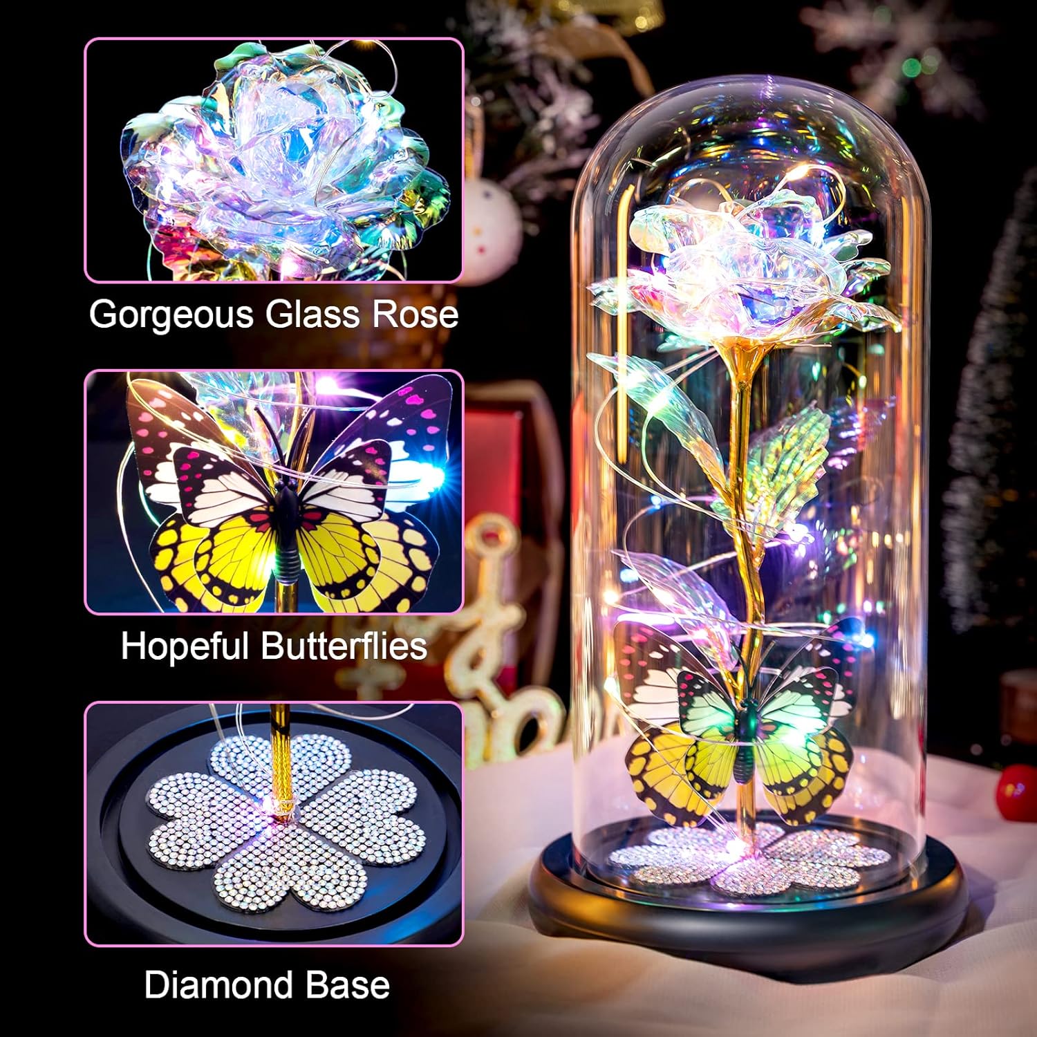 Galaxy Rose Glass Dome Gift