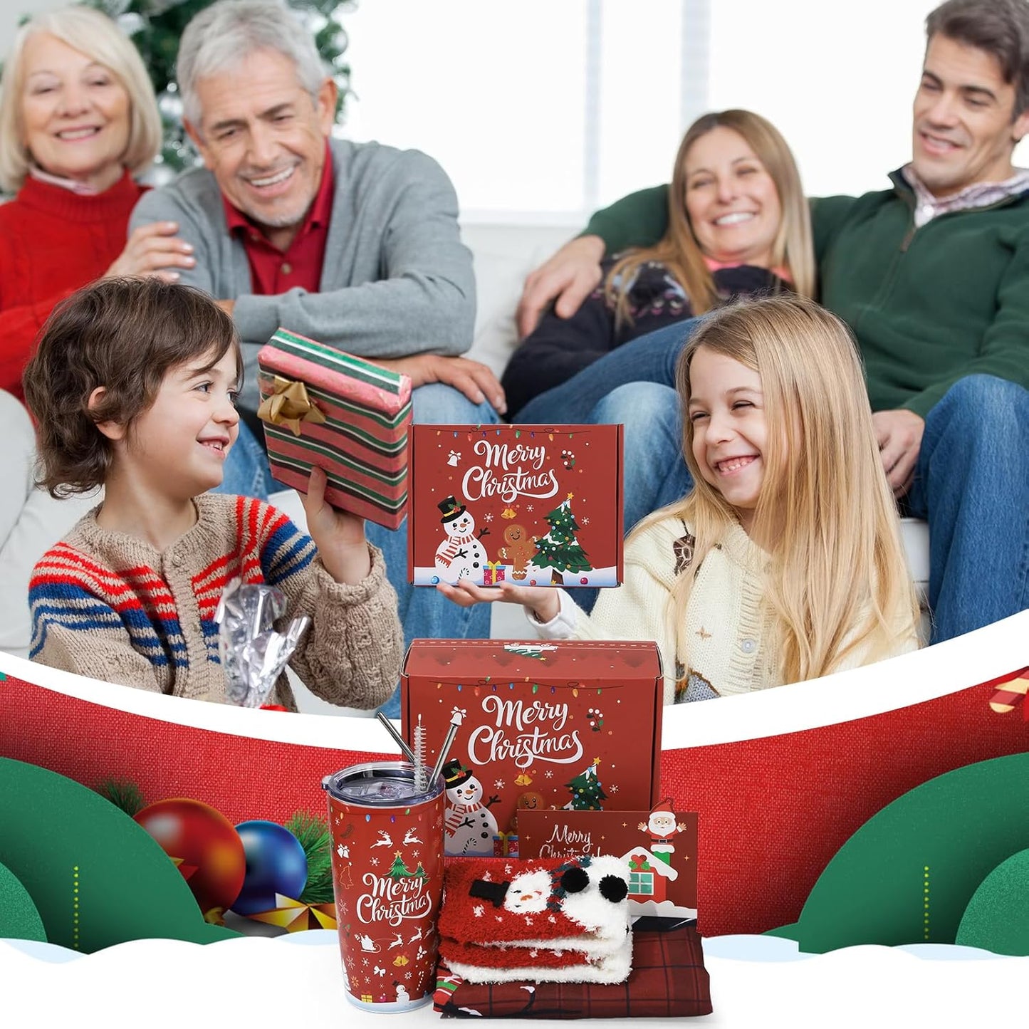 Christmas Gifts for Women, 2025 Unique Christmas Gifts, Xmas Gift Baskets with 20 Oz Tumblers Apron Socks Xmas Gift for Mom, Teachers Sister Friends Coworker, Girlfriend, Wife