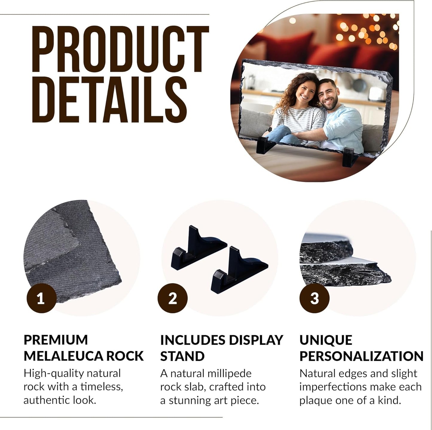 ArtPix 3D Christmas Personalized Slate Plate, Customized Xmas Photo Print Stone, Custom Picture Gift for Wife, Women, Family, Her, Him, Rock Slate Plaque Frame (Large - Rectangle)