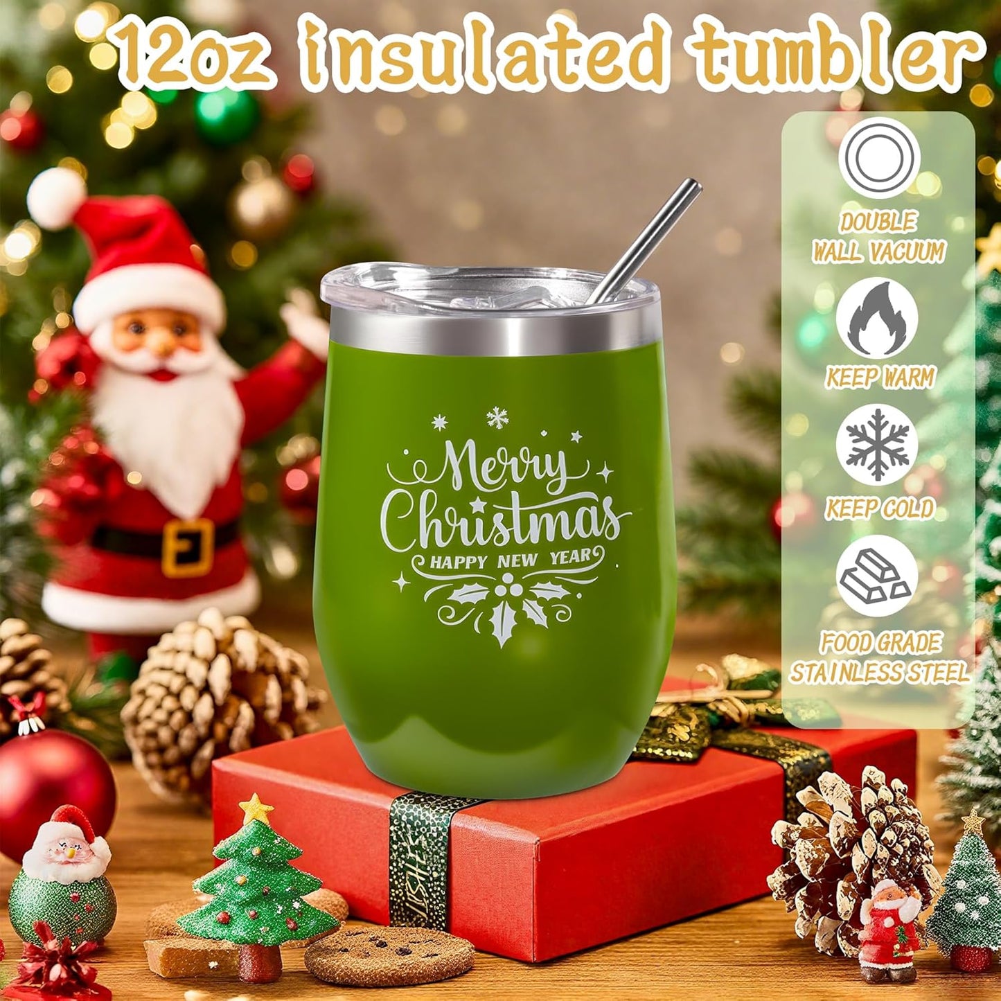 Christmas Basket Gifts for Women 2025, Unique Holiday Cheer Gift for Women with Flannel Blanket and Insulated Tumbler, Merry Christmas Basket Gift for Mom, Wife, Friend, Green