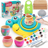 Pottery Wheel for Kids - Complete Pottery Painting Kit Arts and Crafts for Kids Ages 8-12 with 3 Pack Air Dry Clay Art Supplies Toys for Girls Boy Birthday Gift for 6 7 8 9 10 11 12+