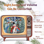 Christmas Snow Globe, TV Snowman Scene Snow Globe,Volume/Light Mode/Playing Controllable Glittering Lantern with Timer, Snow Globe Lantern USB or Battery Powered for Christmas Decoration