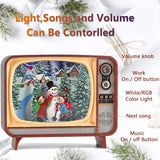 Christmas Snow Globe, TV Snowman Scene Snow Globe,Volume/Light Mode/Playing Controllable Glittering Lantern with Timer, Snow Globe Lantern USB or Battery Powered for Christmas Decoration