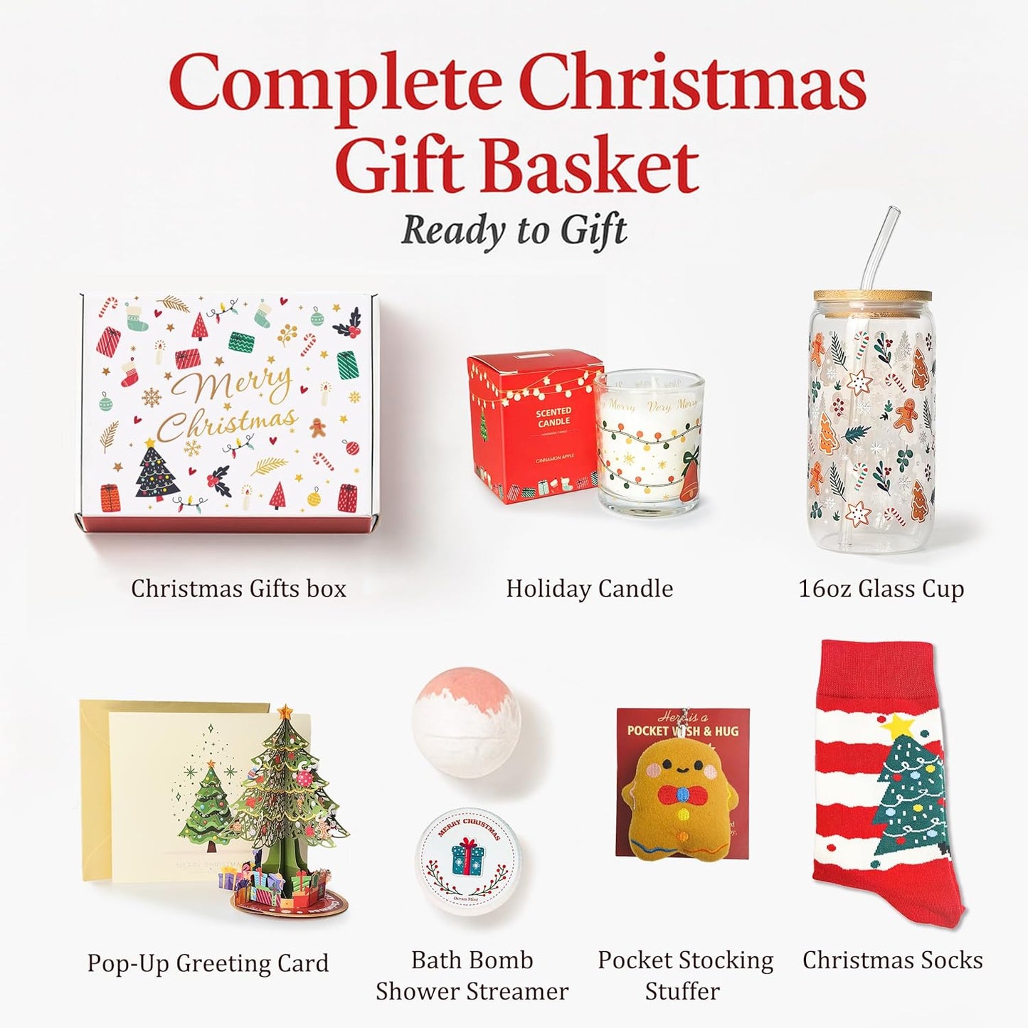 Regalos de Navidad para mujeres 2025, cesta de regalo única de Navidad para compañeras de trabajo, profesores, empleados, hermana, mejor amiga, mamá, esposa, regalos de Navidad para mujeres, juego de