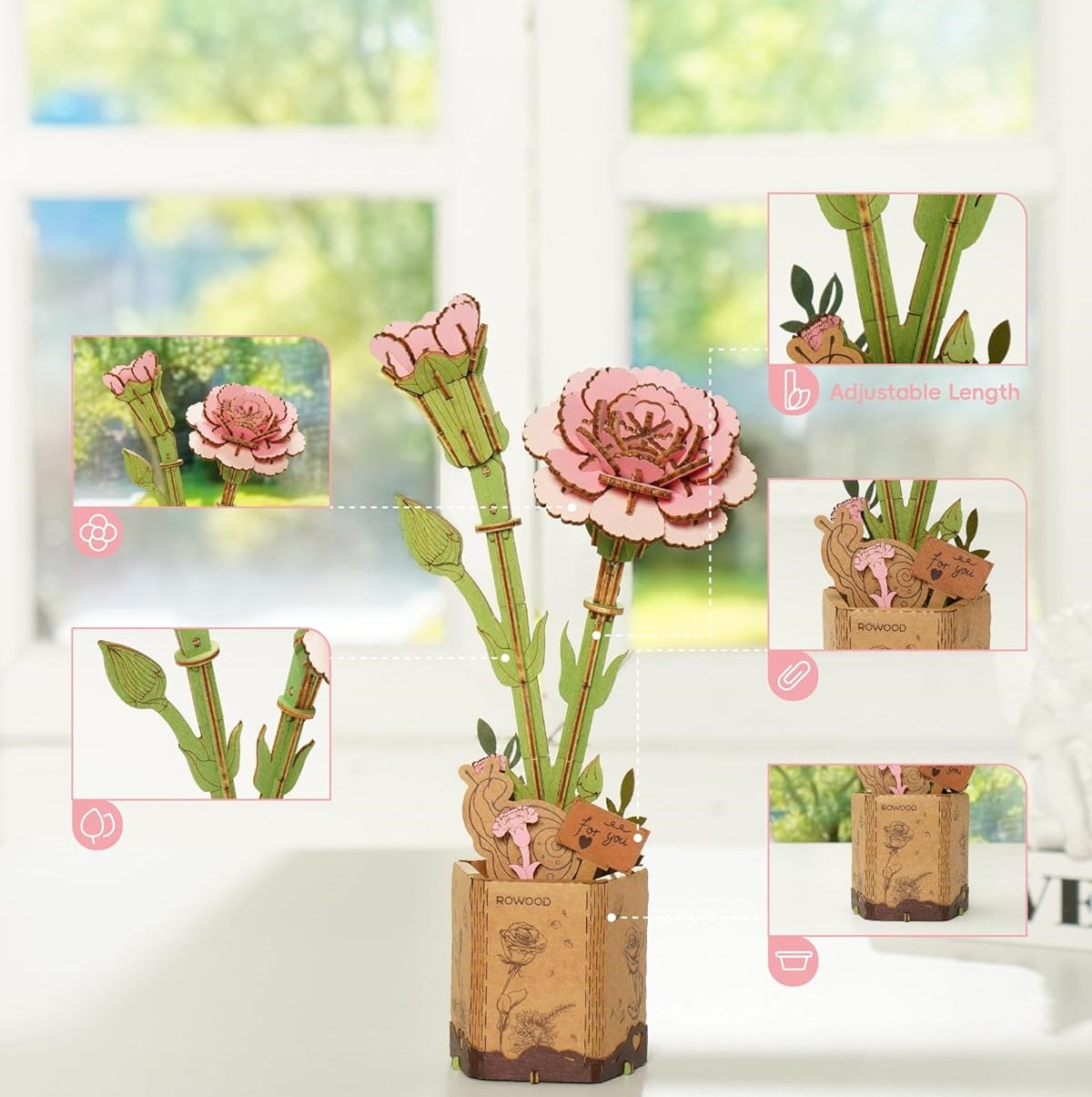 Wooden Bloom 3D Flower Puzzle