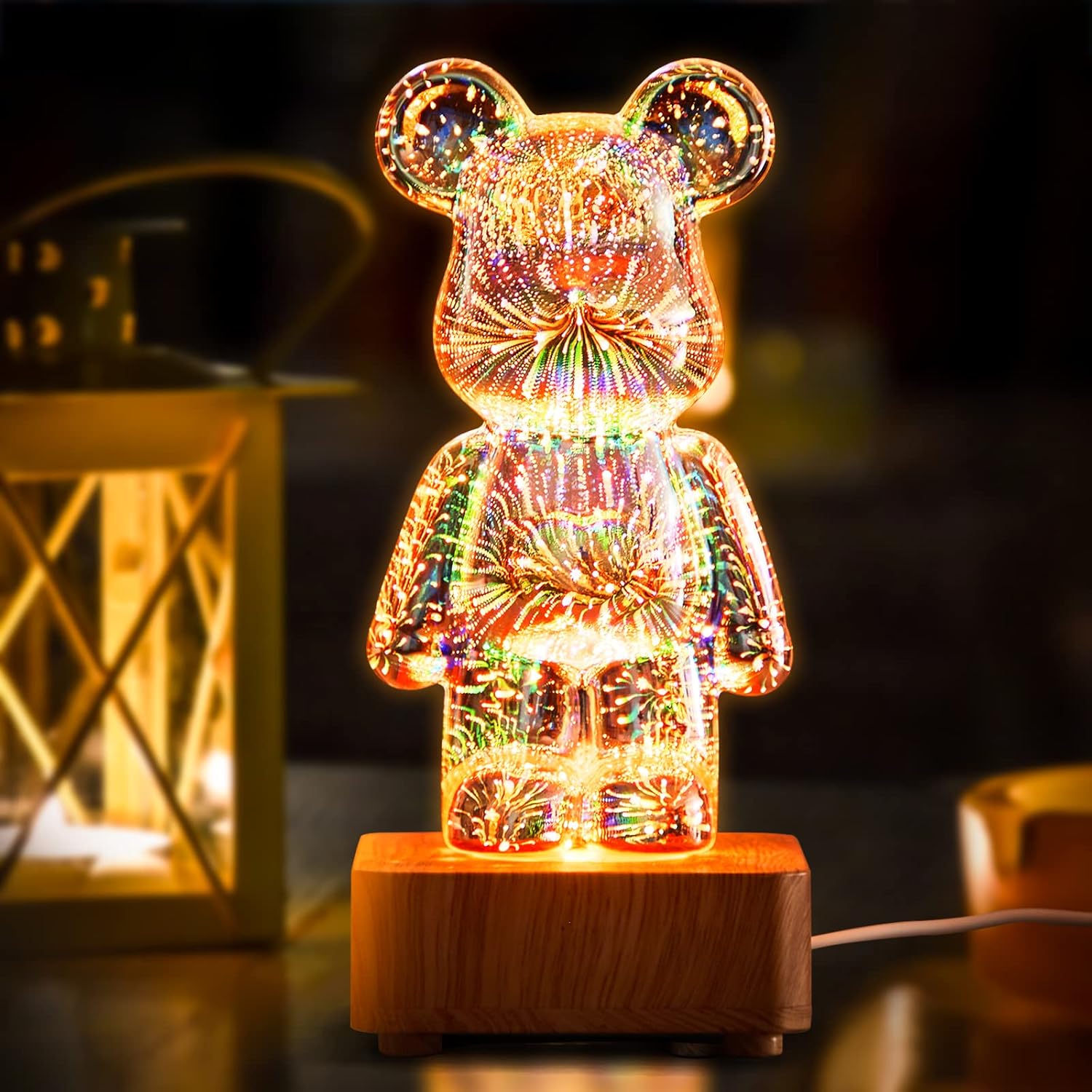 3D LED Bear Fireworks Lamp