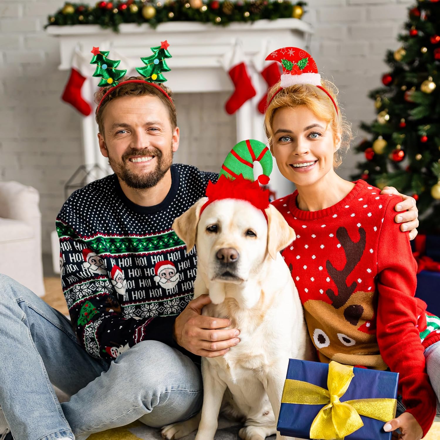 Diademas de Navidad y diadema de disfraces, accesorios de Navidad de Papá Noel, decoraciones de fiesta para mujeres