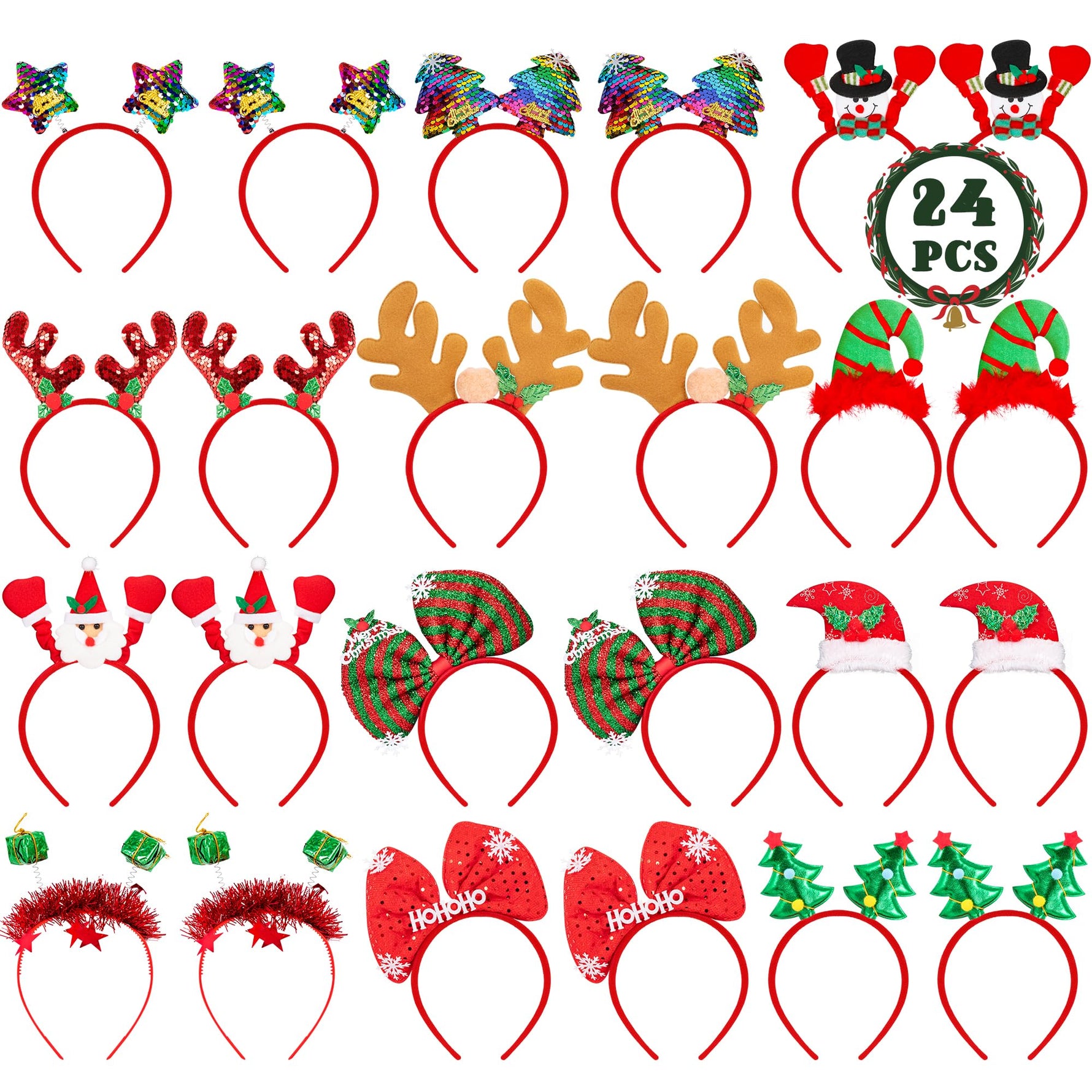 Diademas de Navidad y diadema de disfraces, accesorios de Navidad de Papá Noel, decoraciones de fiesta para mujeres