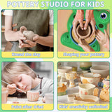 Pottery Wheel for Kids - Complete Pottery Painting Kit Arts and Crafts for Kids Ages 8-12 with 3 Pack Air Dry Clay Art Supplies Toys for Girls Boy Birthday Gift for 6 7 8 9 10 11 12+