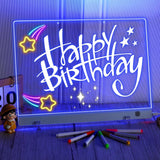 Large LED Drawing Board for Kids with Stand, 15.7''X11.8'' LED Note Board with 7 Markers,Trend Shop Message Boards,7 Colors Acrylic Dry Erase Board with Adapter,Hanging Chain,Ideal Gift for Holidays