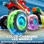 JOYIN 3 Pack Monster Truck Toy - Motion Activated Light Up Cars for Toddlers - Monster Glow Rover LED Wheels - Baby Boy Toys - Press and Go Dinosaur Trucks for Kids Valentines Day Boy Birthday Gifts