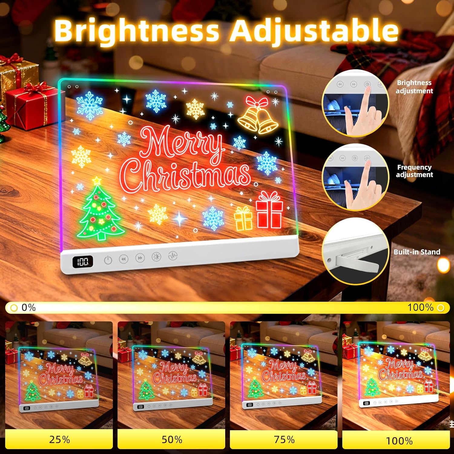 Led Drawing Board with 13 Light Effects, 16" Rechargeable Glow Doodle LED Note Board with Colors, Neon Light Up Drawing Tablet Gifts for Kids for Valentines Birthday Christmas Gift Ideas