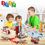 Sitodier Space Exploration Shuttle Toys for 8-12 and 8-14 Years Boys Kids, 1008pcs 7 Models Aerospace Building Set with Heavy Transport Rocket and Launcher, Educational Construction Toy