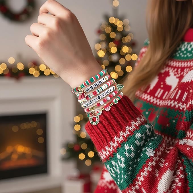 Christmas Beaded Bracelet Set