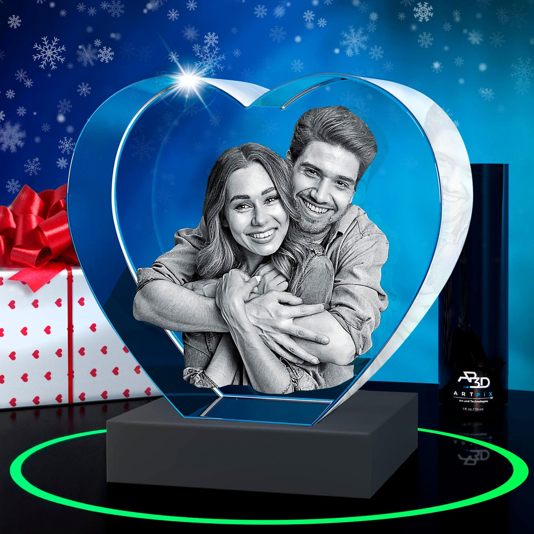ArtPix 3D Crystal Photo, Christmas Personalized Gifts for Women, Wife, Her, Mom, Him, Men, Mother, Great Xmas Customized Unique Gift Idea with Your Own Photo, Custom Glass 3D Laser Etched Picture