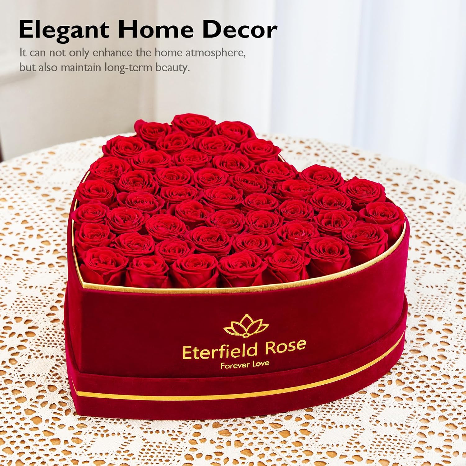 Eterfield 47 Forever Flowers in Heart Shape Box, Valentines Day Preserved Roses That Last Over a Year Preserved Flowers Birthday Gifts for Her Women Mom Wife Anniversary Mothers Day Christmas, Red