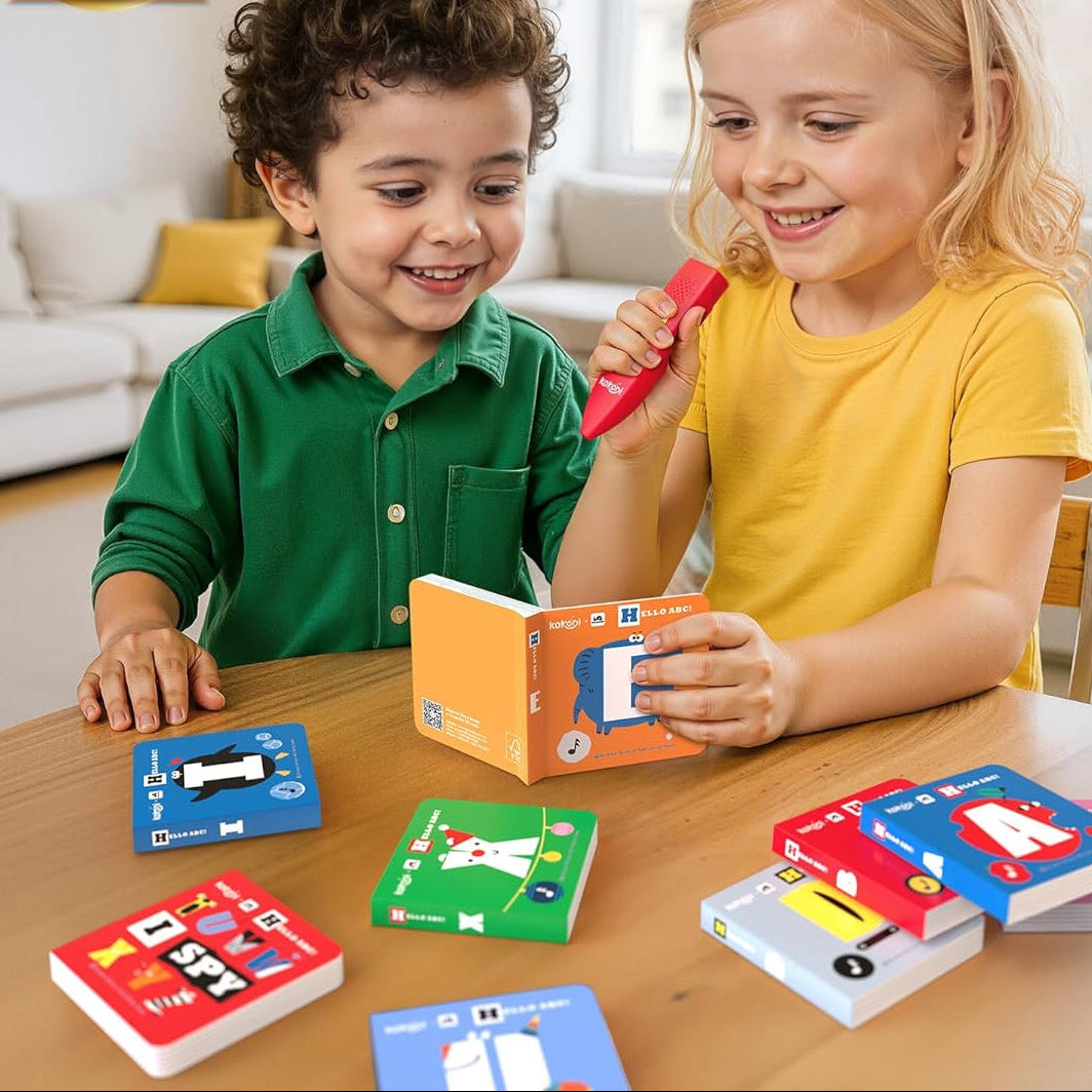 KOKODI Talking Pen 30 Small Books Sets, Interactive Audio Sound Books Kids Learning Electronic Toys for Boys Girls, 30 Palm Books Focused Mini Board Books for Educational Tiny Block Book Learning