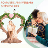 Wedding Anniversary Figurine Gifts for Couple - Best Valentines Day Gifts for Women Wife Girlfriend Her, Couple on Heart-Shaped Tree with Doves Resin Statue, Romantic for Her Him
