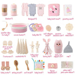 30 Piece Baby Gift Basket – Luxury Curated Baby Girl Gift Basket for Newborn, Premium All-in-One Baby Shower Gift Set, Essentials with Keepsakes for First Visit（Pink）