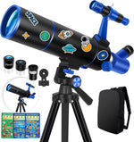 Hawkko Telescope for Adults & Kids Beginners, 80mm Aperture 500mm Telescopes for Adults Astronomy, (20X-150X) Portable Refractor Telescope Kit with Decorate Stickers, Backpack, Phone Adapter-BlackBlue