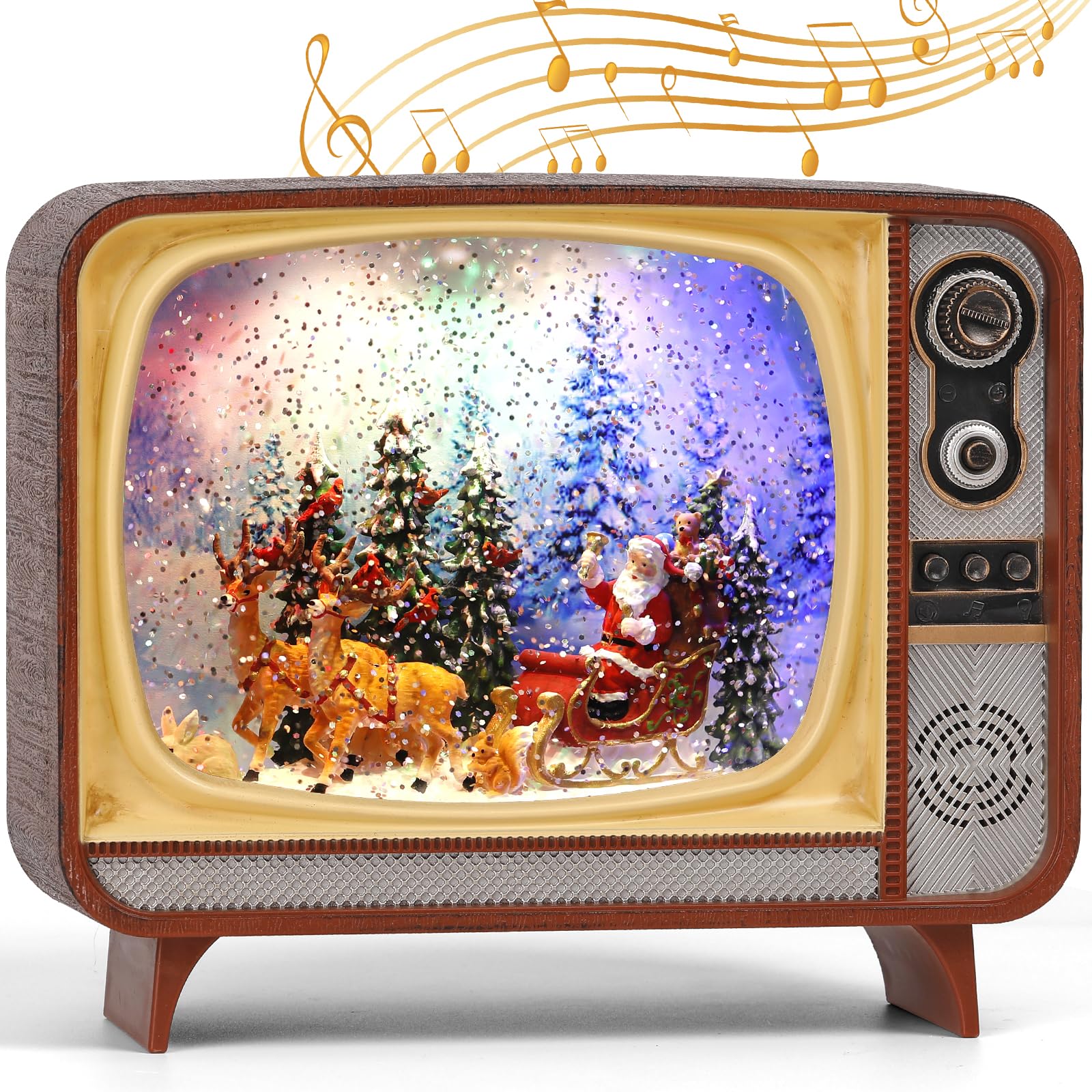 Christmas Snow Globe, TV Snowman Scene Snow Globe,Volume/Light Mode/Playing Controllable Glittering Lantern with Timer, Snow Globe Lantern USB or Battery Powered for Christmas Decoration