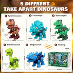 Laradola Assemble Dinosaur Toys for Kids: 5 Pack Dinosaur Construction Building Set with Electric Toy Drill & Wheels - STEM Educational Hands-On Play Birthday Gift for Boys Girls Ages 3-5 5-7