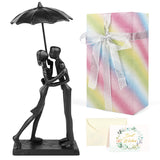 Anniversary Wedding Gifts for Couple/Her - Romantic Couple Statue in Love, Black Metal Figurine Sweet Loving Together Iron Sculpture Decor, Valentines Gifts for Wife Husband Birthday