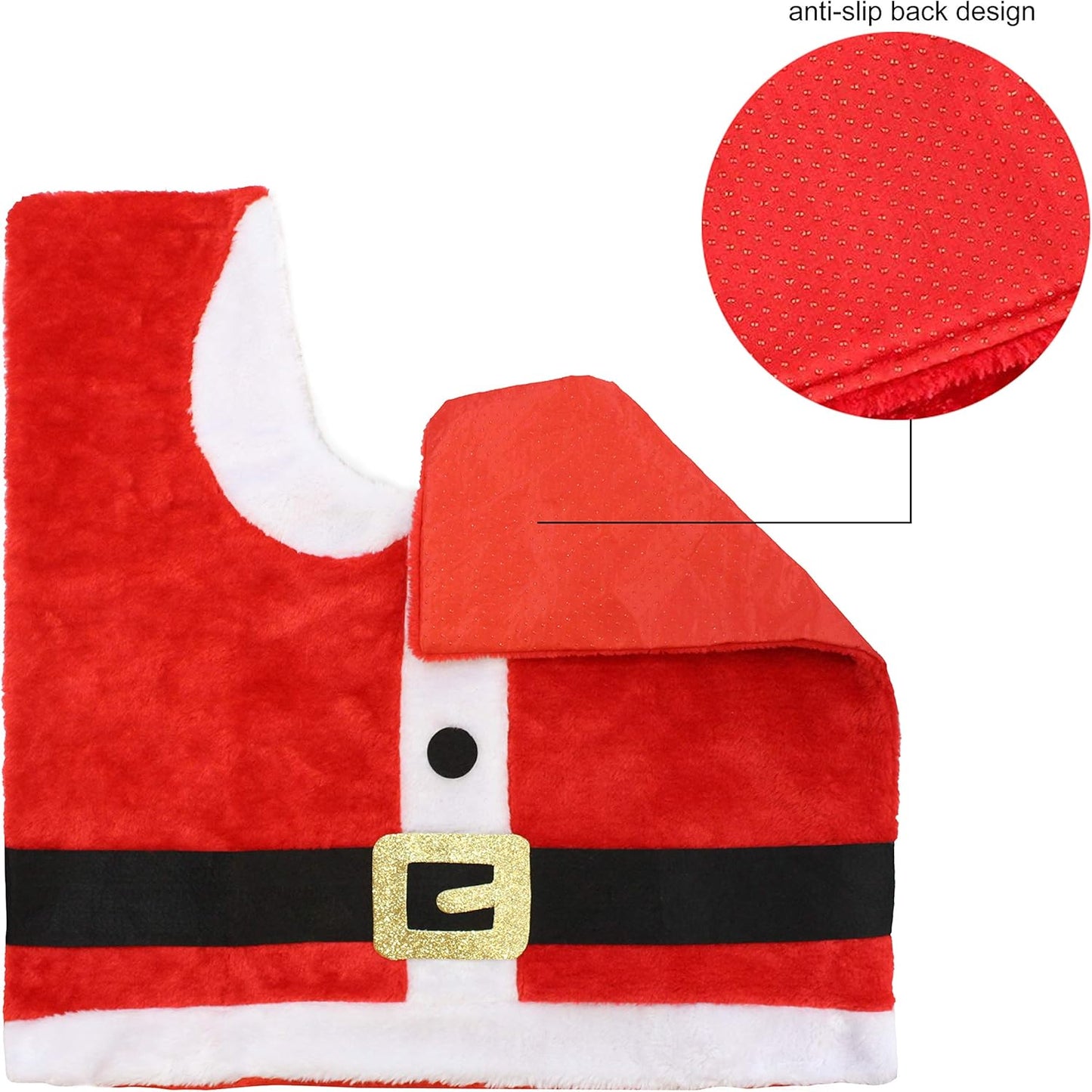 JOYIN Juego de decoración de baño de 5 piezas con temática navideña con funda de asiento de inodoro, alfombras, cubierta de depósito, funda de caja de papel higiénico y toalla de Papá Noel para