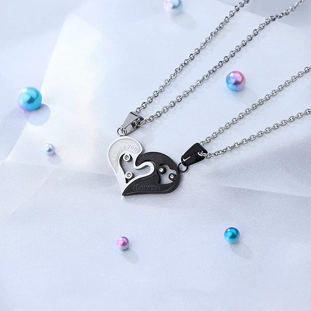 Heart Puzzle Couple Necklace