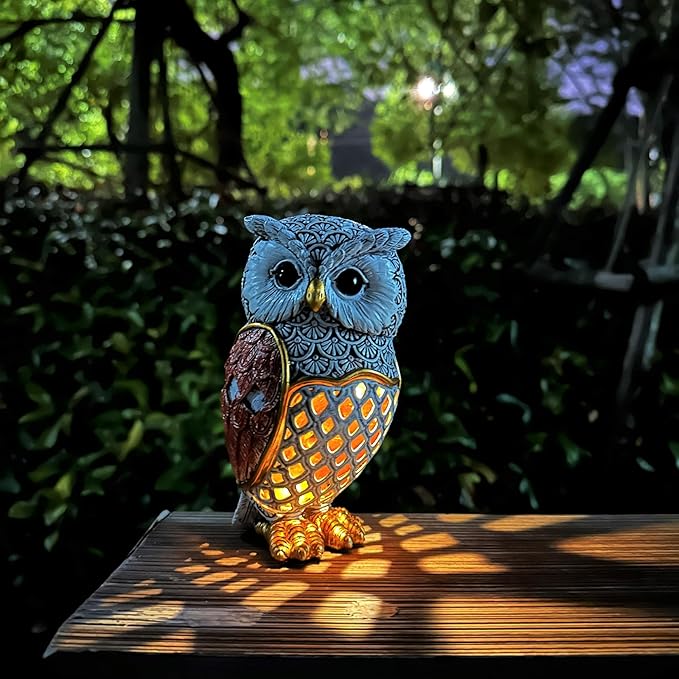 Solar Owl Garden Statue