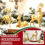 Exasinine 3 PCS Gold Reindeer Decor Christmas Figurines for Xmas Holiday Indoor Decorations Family Reindeer Christmas Decor for Centerpieces Ornaments Tabletop Mantle Decorations Home Office