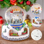 Papá Noel giratorio musical volando sobre la aldea, nevada automática, tren, globo de nieve de Navidad, caja de música para mujeres, esposa, mamá, novia, hija, regalo de Navidad, reproduce 48 villancicos clásicos de Navidad