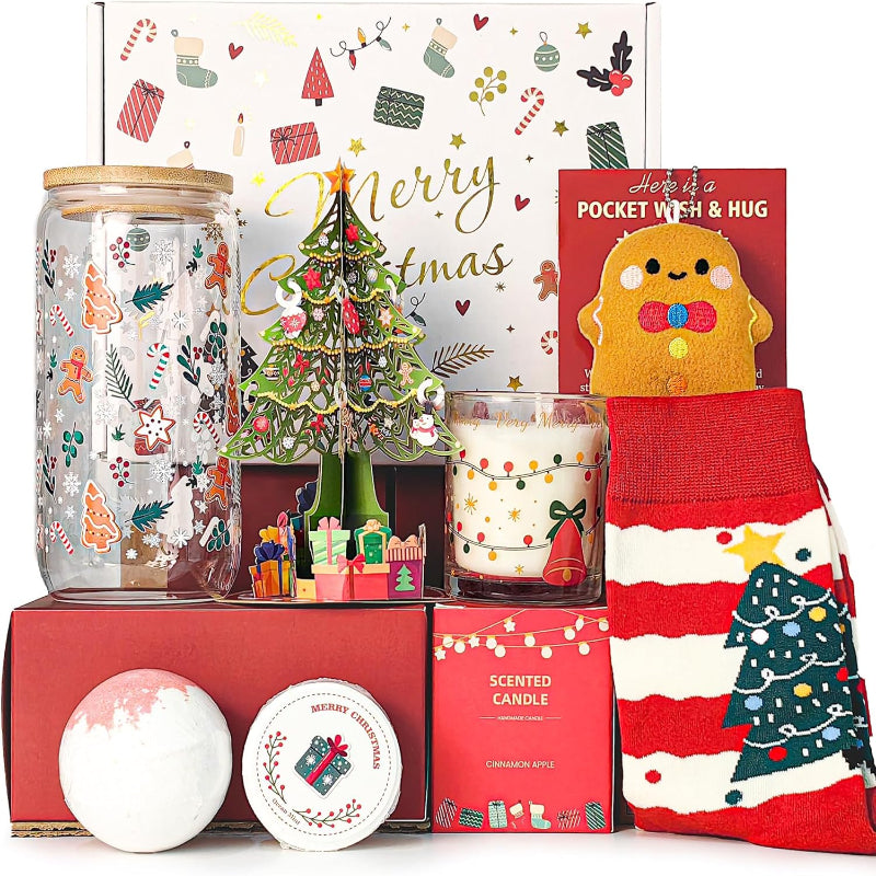 Regalos de Navidad para mujeres 2025, cesta de regalo única de Navidad para compañeras de trabajo, profesores, empleados, hermana, mejor amiga, mamá, esposa, regalos de Navidad para mujeres, juego de