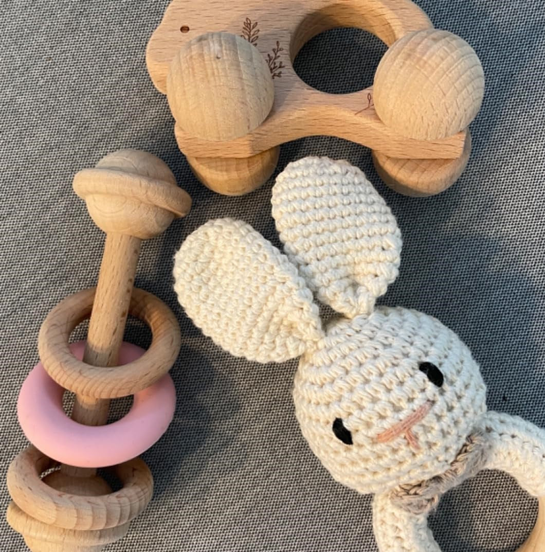 Wooden Animal Rattle Set