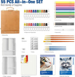 Mixed Media Art Set with Art Easel, Complete Art Supplies Kit | 55pc All-in-one Art Painting Kit, Tabletop Easel for Painting, Assorted Painting Supplies, Giftable Art Kit for Adults, Kids