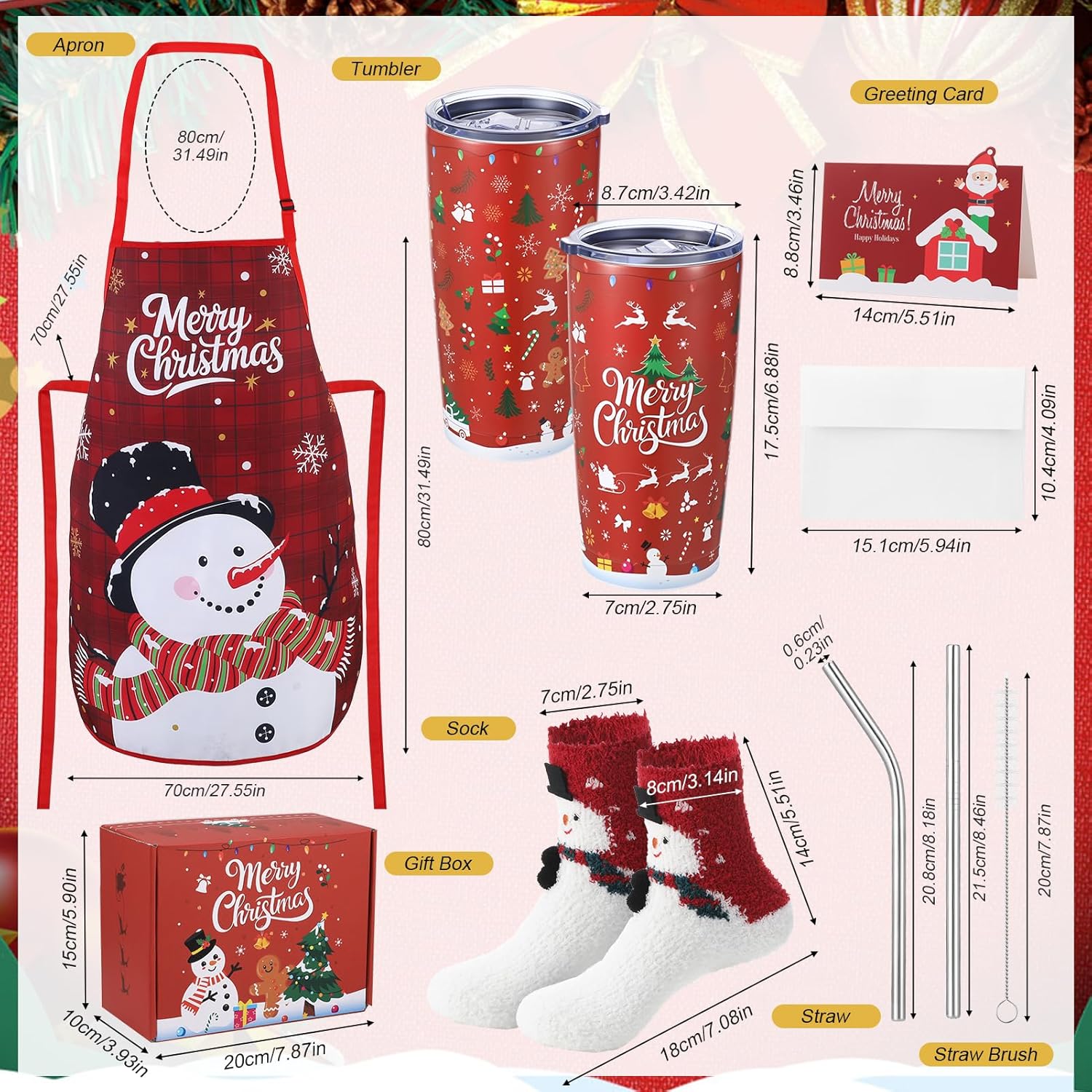 Christmas Gifts for Women, 2025 Unique Christmas Gifts, Xmas Gift Baskets with 20 Oz Tumblers Apron Socks Xmas Gift for Mom, Teachers Sister Friends Coworker, Girlfriend, Wife
