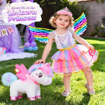 Jeowoqao Unicorn Toys for Girls Age 4-6,Walking Talking Singing Interactive Unicorns with Painting Kit Crafts Toddler Unicornss Dress up, Remote Control Plush Unicorn's Toy Coating Gift for Kids 3-6